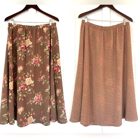 White Stag Dresses & Skirts - Brown Floral A-Line Maxi Skirt - Women's